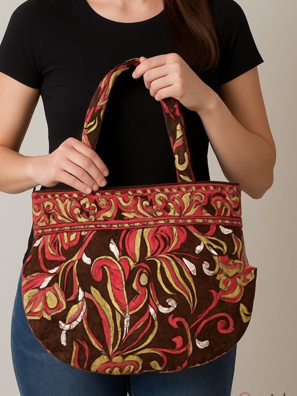 VERA BRADLEY PUCCINI (retired print) tote bag satchel multi pockets brown orange